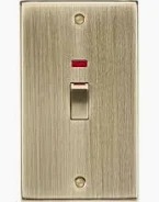 D-SP45LDPN-ABM 45A DP Switch Metal Rocker Double Plate with LED Antique Brass